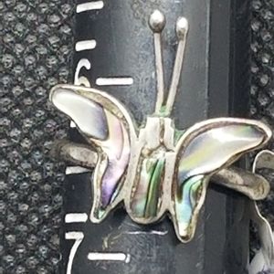 Sterling silver butterfly ring with Abalone